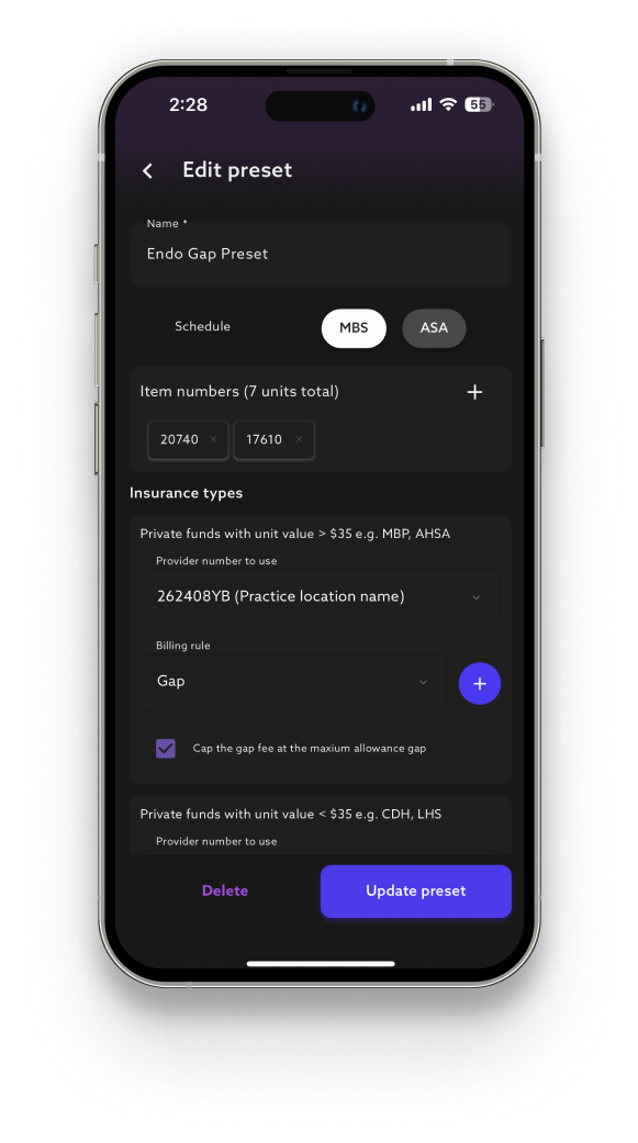 Billing Presets